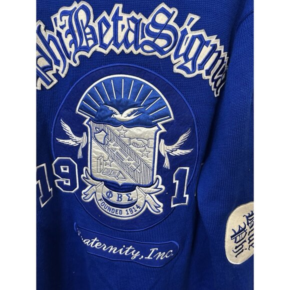 Vintage Phi Beta Sigma Brotherhood Fraternity Button Up Sweater Size 5XL - Picture 6 of 11